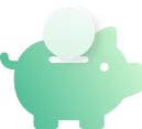 Icono verde de alcancía en forma de cerdito que representa la sencillez.
