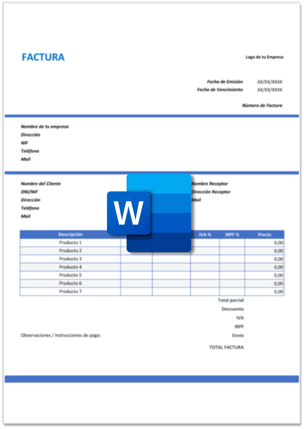 Modelo De Factura Word Imposible me quejo Asombro factura pdf delicado Nube Suavemente