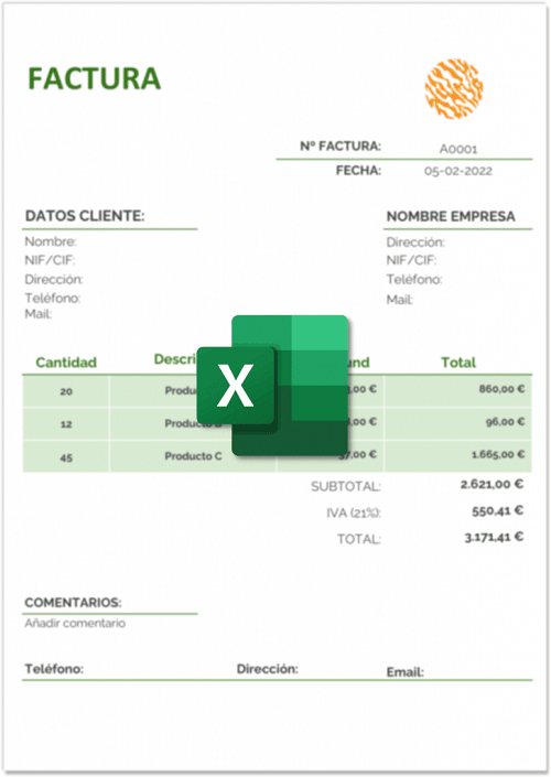 ejemplo de plantilla de factura de autónomo en Excel 2