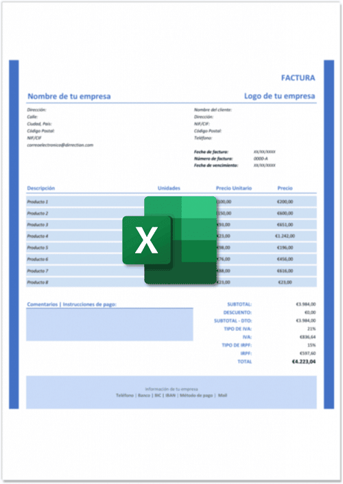 ejemplo de plantilla de factura de autónomo en Excel 3