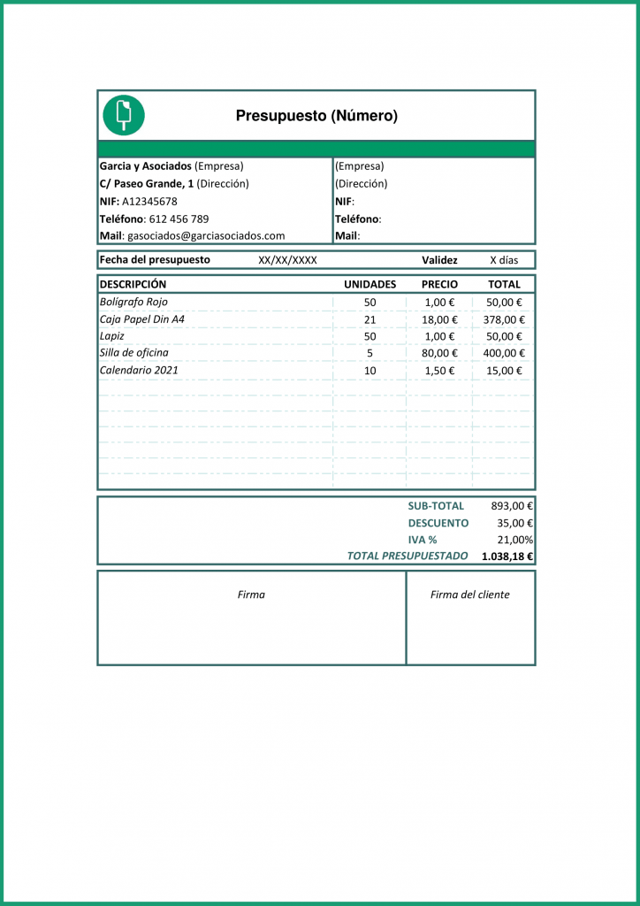 Plantillas de presupuesto en Excel, Word y PDF [GRATIS]