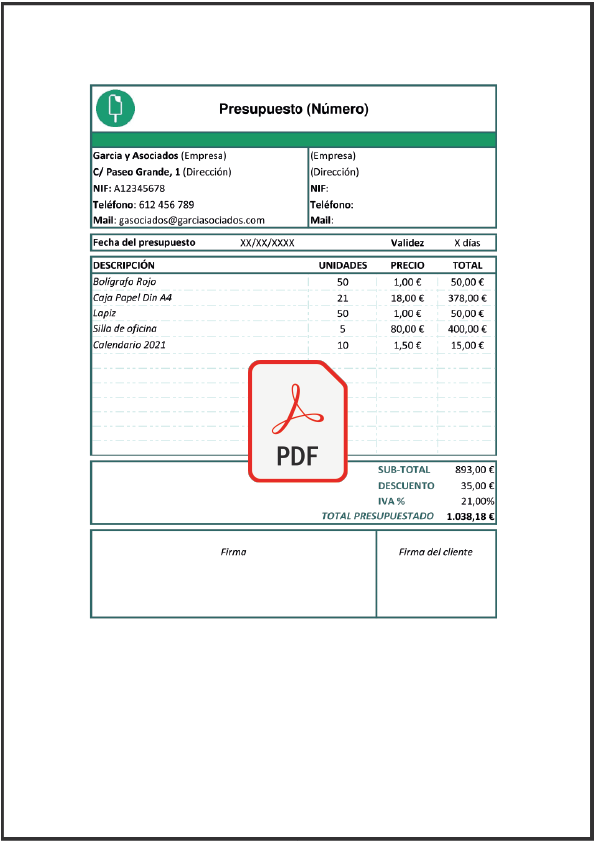 plantilla de presupuesto de instalación eléctrica en formato pdf 1
