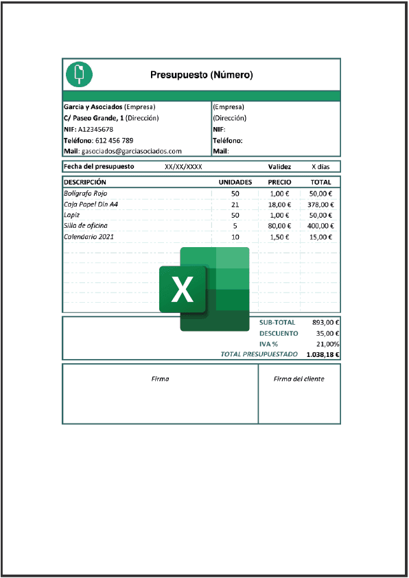 Plantilla de Excel Formulario De Compra De Artículos De Oficina Y