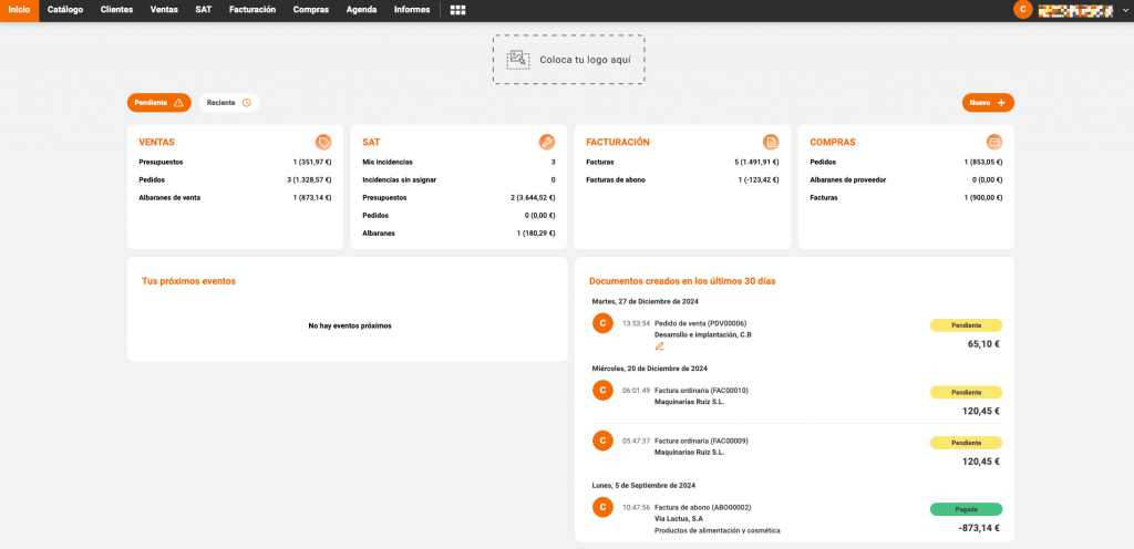 interfaz del software de Stel Order 